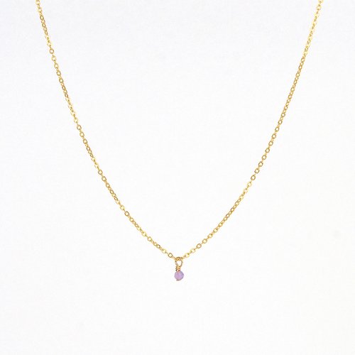 Collier très fin en or laminé 14k et améthyste - collier pendentif pierre fine - collier fin en argent 925 ou en or