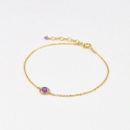 Bracelet fin en améthyste et or laminé - bracelet en argent 925 ou en or - cadeau fête des mères
