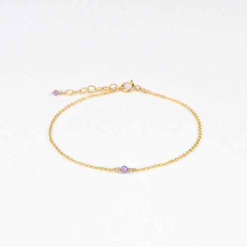 Bracelet très fin minimaliste en or laminé 14k et améthyste - bracelet fin en argent - bracelet discret en or