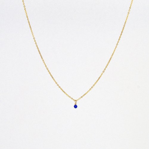 Collier très fin en or laminé 14k et lapis lazuli - collier pendentif pierre fine - collier fin en argent 925 ou en or - collier chaîne