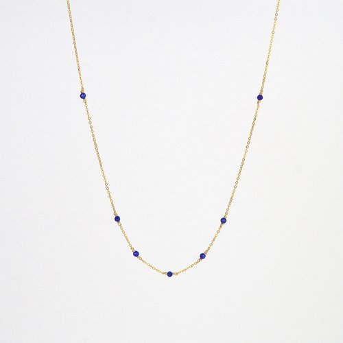 Collier fin multi-pierres en or laminé et lapis lazuli - collier minimaliste en argent 925 ou en or - bijoux fins pierres naturelles
