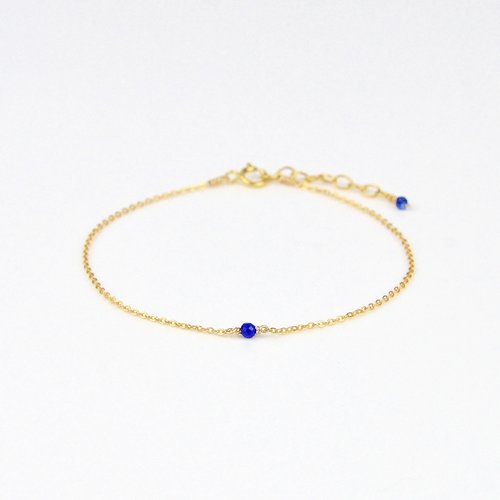 Bracelet fin en or laminé 14k et lapis lazuli - bracelet minimaliste en argent 925 ou en or - bracelet pierre fine naturelle