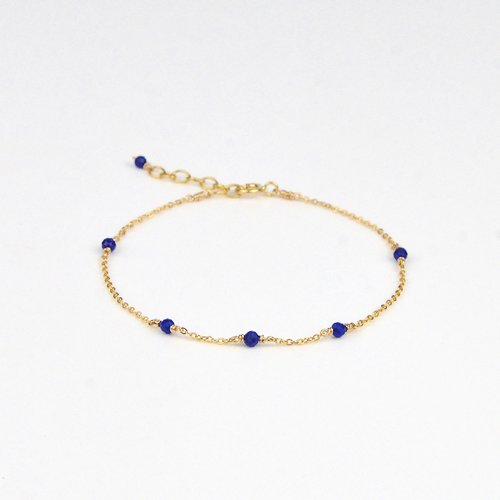 Bracelet fin multi-pierres en or laminé 14k et lapis lazuli - bracelet minimaliste en argent 925 ou en or - bijou très fin
