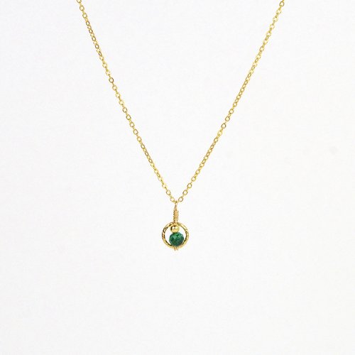 Collier fin en or laminé 14k, pendentif cercle d'or et malachite - collier fin en argent 925 ou en or - bijoux minimalistes