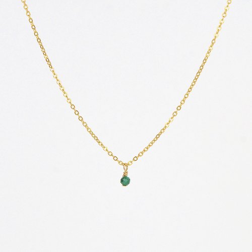 Collier très fin en or laminé 14k et malachite - pendentif petite pierre fine - collier fin en argent 925 ou en or