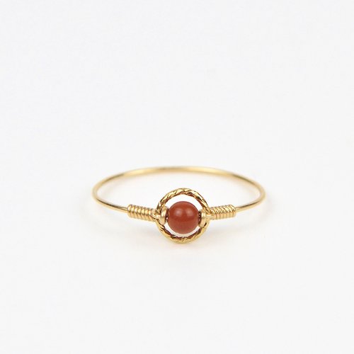Bague fine en or laminé et jaspe rouge - bague anneau en argent ou en or - bague très fine martelée - bijoux fins