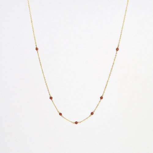 Collier fin multi-pierres en or laminé 14k et jaspe rouge - collier minimaliste en argent 925 ou en or - bijoux fins pierres fines