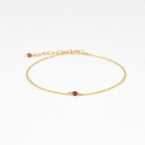 Bracelet très fin en or laminé 14k et jaspe rouge - bracelet minimaliste en argent 925 ou en or - bijoux en pierres fines naturelles