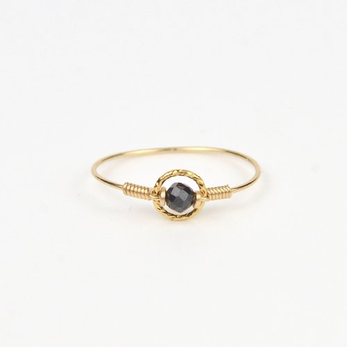 Bague fine en or laminé et tourmaline noire - bague anneau en argent ou en or -  bijoux fins