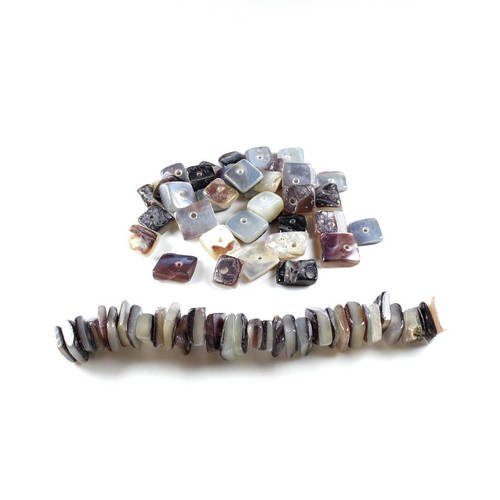 50 perles carré irrégulier de nacre de coquillage naturel +/- 5 à 10mm x 0.5 à 5mm    lbp00594 