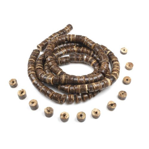 100 perles rondelles irrégulières en noix de coco naturelle marron +/- 3.5 x 5mm      lbp00432 
