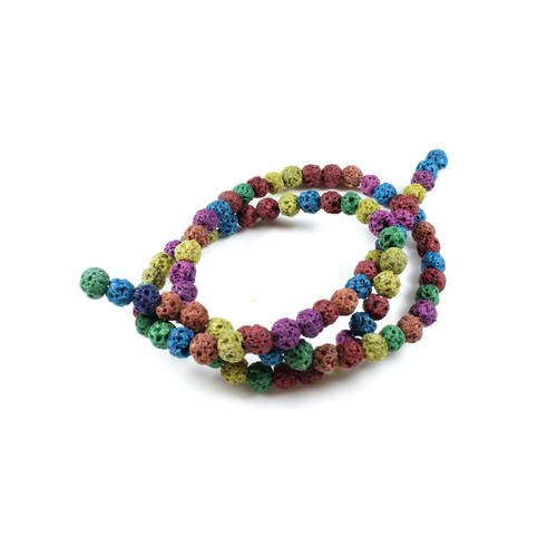 20 perles en pierre de lave naturelle multicolore +/- 4mm    lbp00044