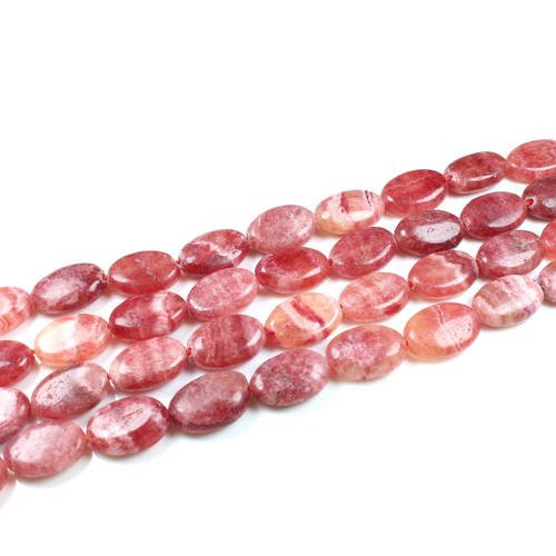 5 perles ovales de rhodochrosite naturelle +/- 12 x 8 x 4mm     lbp00343