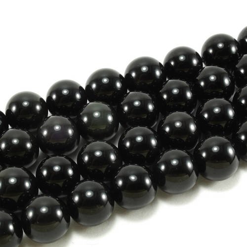 5 perles en obsidienne noire naturelle 10mm grade a    lbp00292 