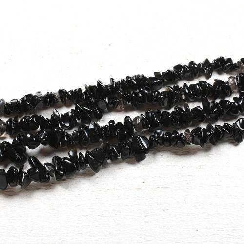 120 perles chips en obsidienne noire naturelle +/- 5 x 8mm      lbp00736 