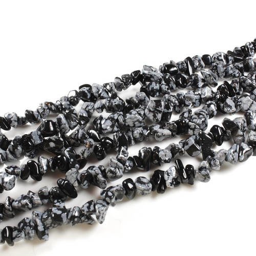 125 perles chips en obsidienne flocon de neige naturelle  +/- 5 à 10mm      lbp00131 