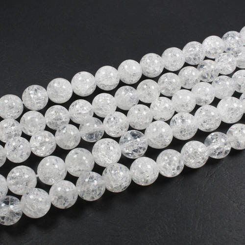 5 perles de cristal de roche naturel craquelé 10mm    lbp00717 