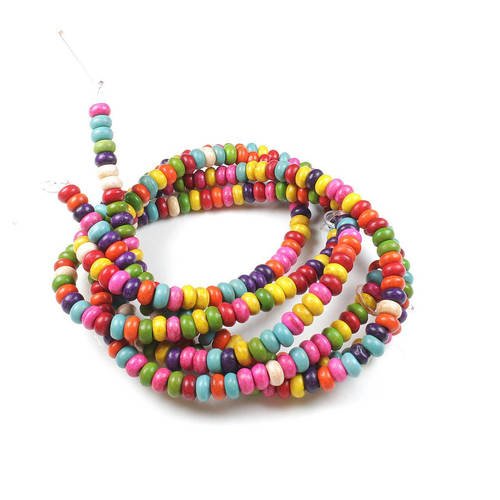 50 perles abacus en turquoise synthétique multicolore + /- 4 x 2mm      lbp00524 