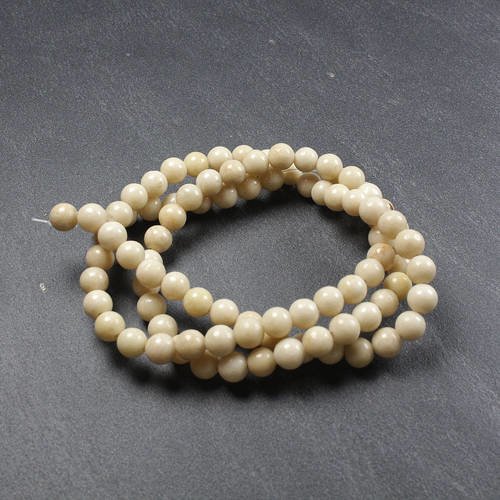 20 perles de coquillage fossile naturel 4mm      lbp00552 