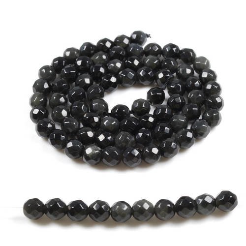 20 perles facettées en obsidienne noire naturelle 4mm         lbp00086 