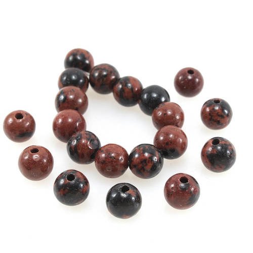 10 perles obsidienne mahogany / acajou naturelle 6 à 7mm                 lbp00024 