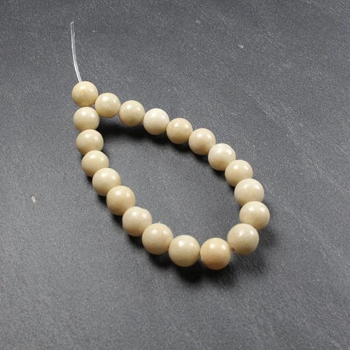 10 perles de coquillage fossile naturel 6mm      lbp00551 