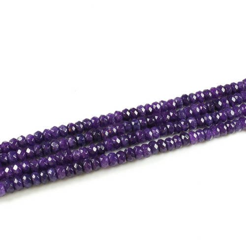 20 perles en jade abacus naturel facettées nuances de violet +/- 4mm x 2.5 à 3mm 