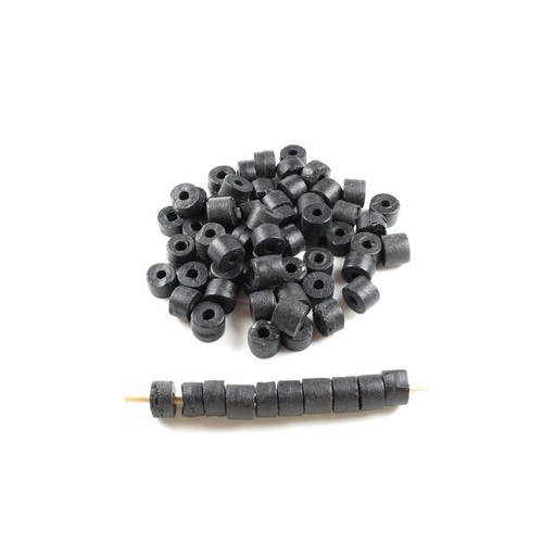 20 perles rondelle irrégulière en os naturel & artisanales noires  +/- 6mm x 3 à 4mm      lbp00569 