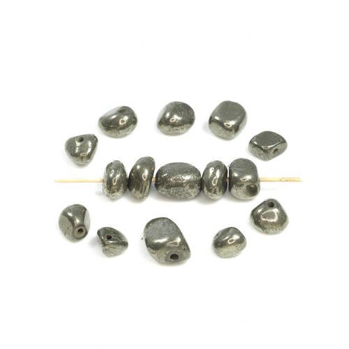 20 perles pépite de pyrite naturelle  +/- 4 à 8 x 4 à 6mm      lbp00407 