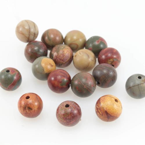 10 perles de jaspe picasso naturel multicolore 8mm      lbp00064 