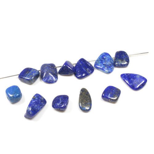 10 perles chips en lapis lazuli naturel +/- 10 à 18mm x 8 à 15mm x 3 à 8mm  lbp00356 