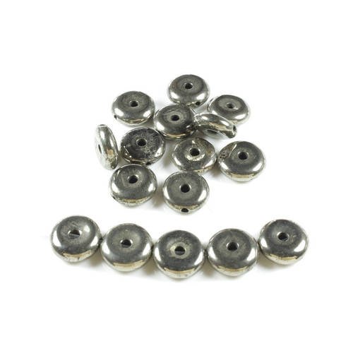 5 perles donut de pyrite naturelle 10 x 3mm  lbp00605 