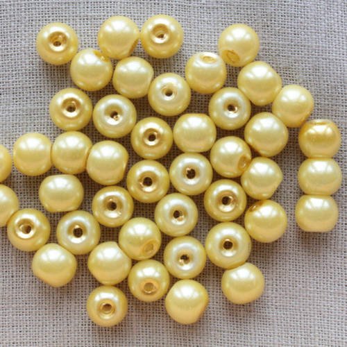 40 perles en verre nacré jaune 6mm     lbp00177i 