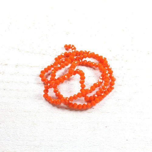 35 perles en verre abacus facettées orange +/- 3 à 4mm x 2.5 à 3mm 