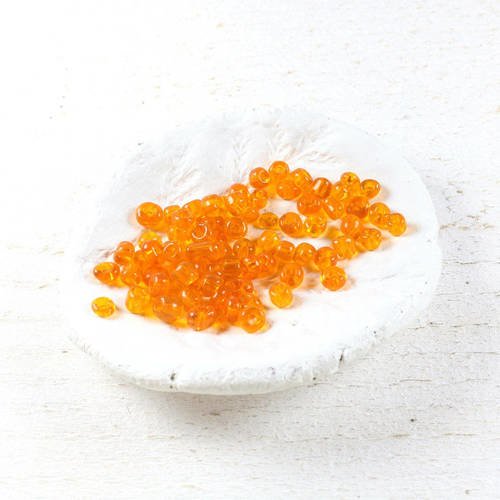 260 perles de rocaille orange translucide +/- 4 à 5mm   lbp00612 