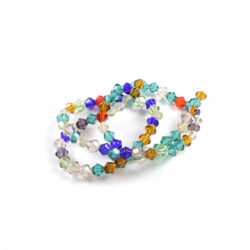 Environ 80 perles toupie en verre multicolore +/- 4mm         lbp00156 