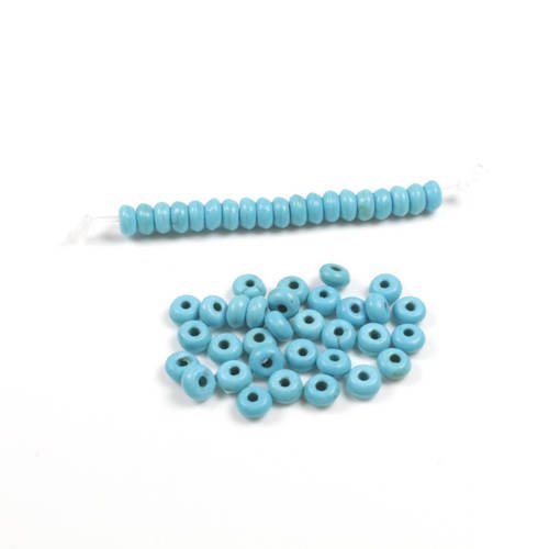 50 perles abacus en turquoise synthétique bleu + /- 4 x 2mm        lbp00101 