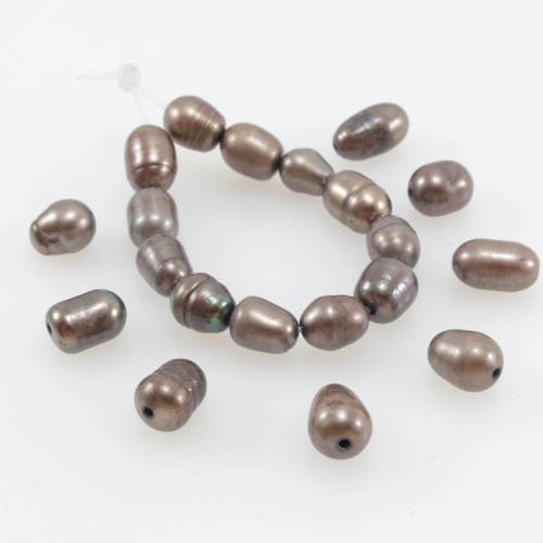 10 perles de culture naturelles marron glacé grade a  4 à 5mm          lbp00154 