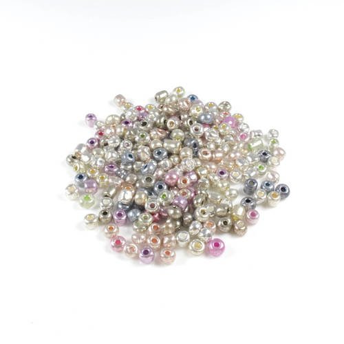 20g de perles de rocaille multicolore pastel & électroplate 3 à 4mm         lbp00478 