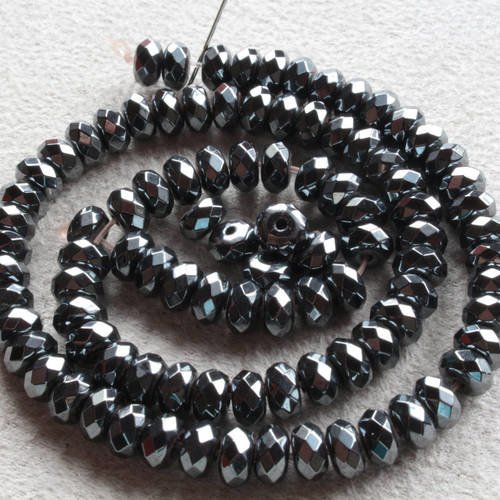 20 perles hématite synthétique abacus facettées 3 x 6mm     lbp00284 