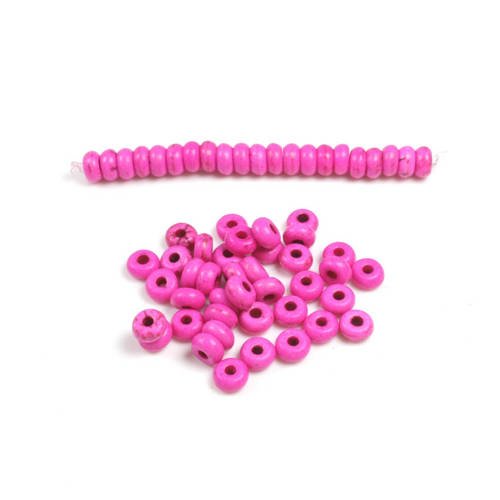 50 perles abacus en turquoise synthétique rose + /- 4 x 2mm 