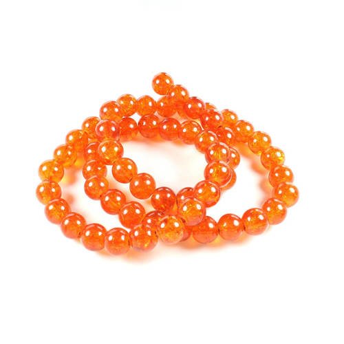 50 perles en verre craquelé orange 8mm      lbp00330 