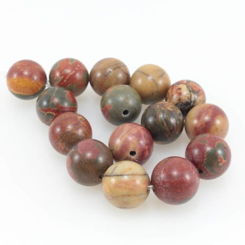 10 perles de jaspe picasso naturel multicolore 10mm        lbp00033 