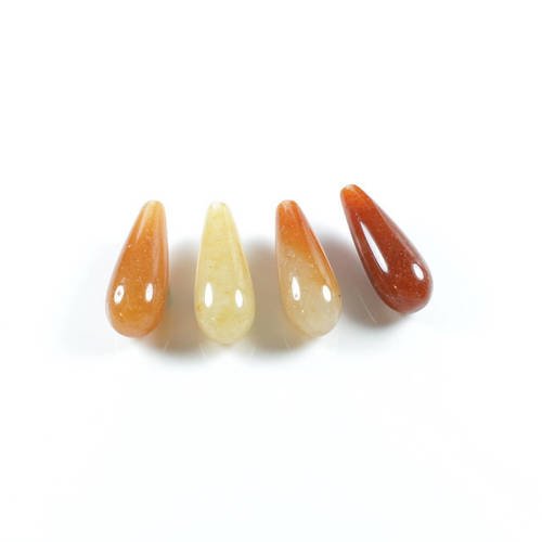 4 perles goutte en aventurine rouge naturelle (semi-percées)  25 x 8mm           lbp00106 