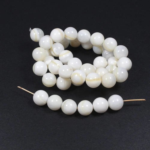 10 perles de nacre de coquillage naturel 8mm   lbp00390 