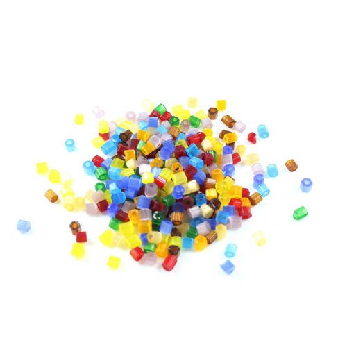 20g de perles de rocaille tchèque ornella tube hexagonal multicolore & satiné +/- 2.3mm    lbp00174 