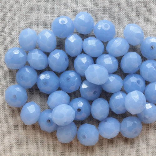 20 perles abacus en verre facettées bleu 10 x 7mm    lbp00191c 