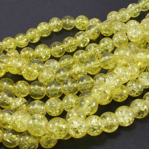 50 perles en verre craquelé jaune 8mm     lbp00329 
