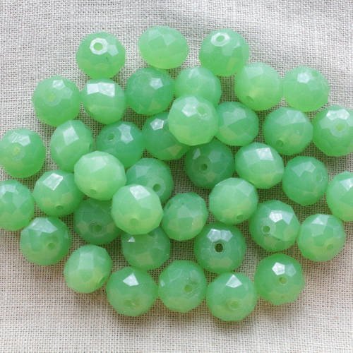 20 perles en verre abacus facettées vert 10 x 7mm        lbp00191a 