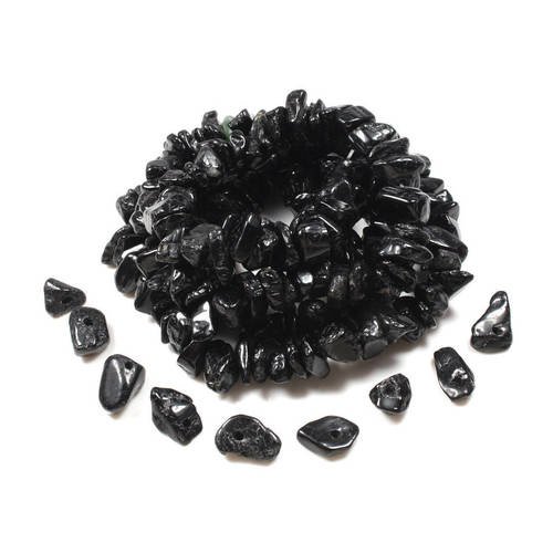 50 perles chips de tectite noire naturelle    lbp00360 